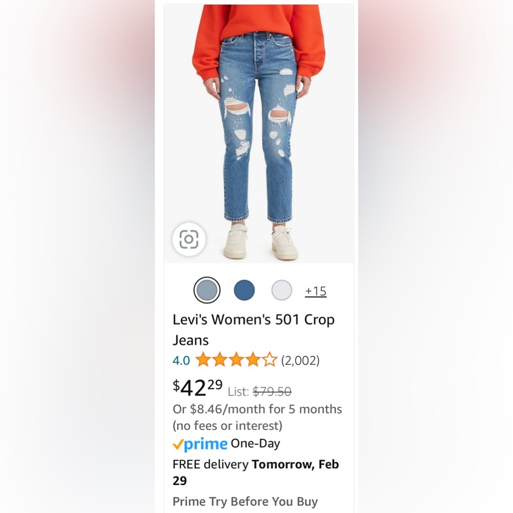 Levi’s 501 Original Cropped Jeans - Picture 4 of 6